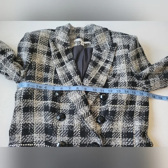Veronica Beard Rhinestone Miller Dickey Plaid Tweed Jacket Size 2 Black - Picture 13 of 16
